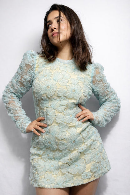 Floral Mesh Mini Dress